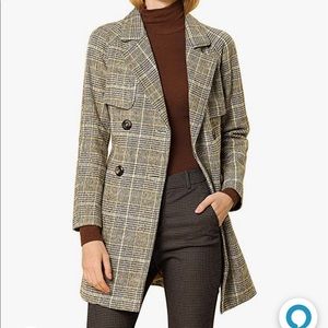 Double-breasted Trench Coat Plaid with Tie